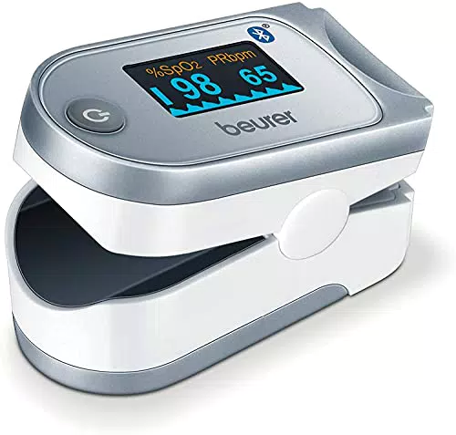 Beurer PO 60 Saturimetro Bluetooth a Lettura Istantanea con Visualizzazione Grafica del Battito Cardiaco e 100 Posizioni di Memoria