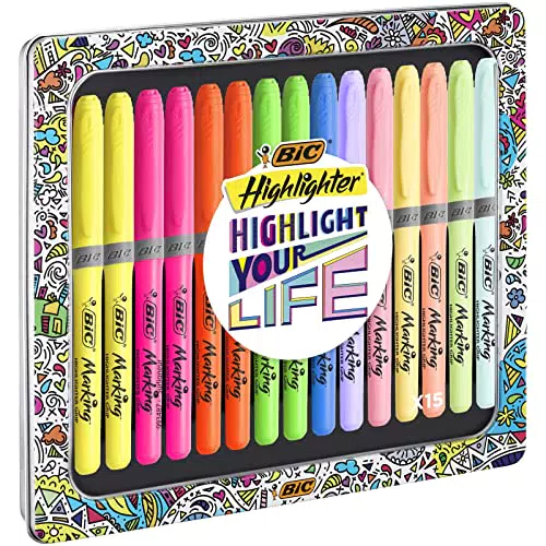 BIC Evidenziatori a Penna, Highlighter Grip Collection Box