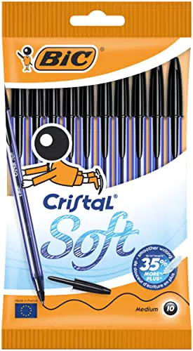 Bic Penne Nere A Sfera, Cristal Soft, confezione da 10