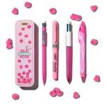 BICy Summer Collection Pink Box, Penna a Sfera a Scatto 4Coloriatita con Gomma Matic Fun
