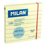 Blocco 100 foglietti adesivi giallo chiaro a righe 76 x 76 mm NUOVO