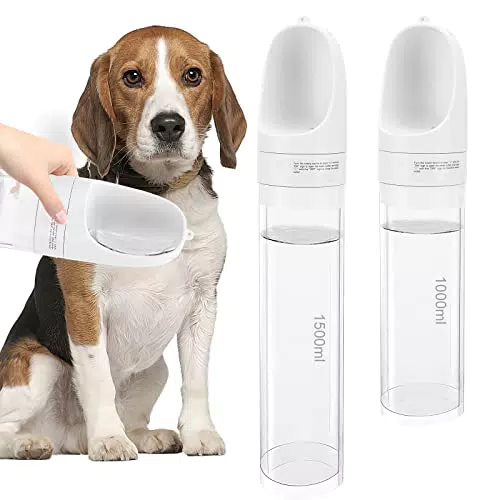 Borraccia per Cani Portatileuckits Borraccia Cane Pieghevole 1000+1500ml Bottiglia per Cani con Custodia A Prova di Perdita Bottiglia Acqua per Cani per Cane da Passeggio All'aperto Gatto