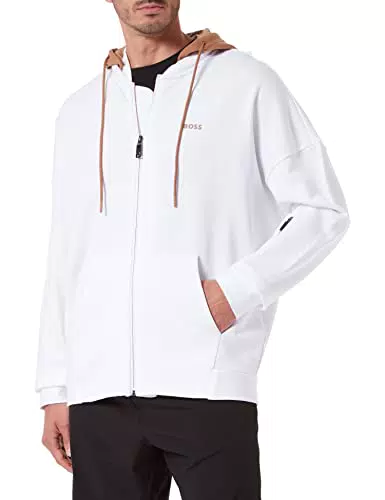 BOSS Saggyart Felpa con Cappuccio, Bianco 100