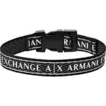 Armani Exchange Bracciale Da Uomo, Lunghezza Interna: 160-230mm / Fibbia: 24X20X7mm Bracciale In Tessuto Nero