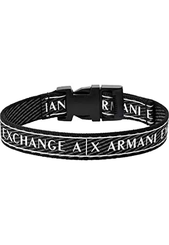Armani Exchange Bracciale Da Uomo, Lunghezza Interna: 160-230mm / Fibbia: 24X20X7mm Bracciale In Tessuto Nero