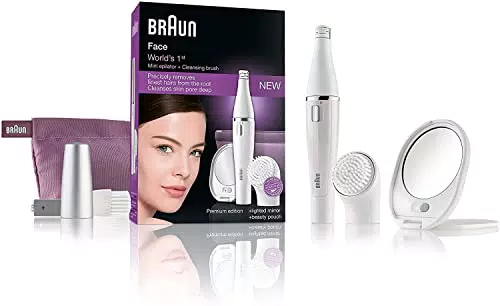 Braun Face Spa, Depilatore Donna Epilatore Viso, Accessori Inclusipecchio e Pochette
