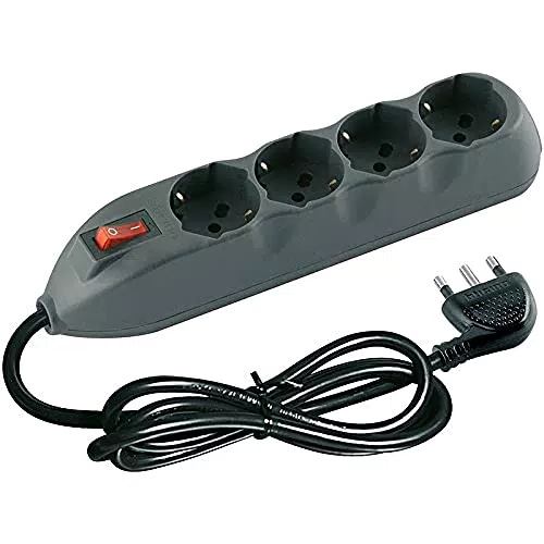 BTicino 3680GB Ciabatta 4 Prese Universali e Interruttore, nero