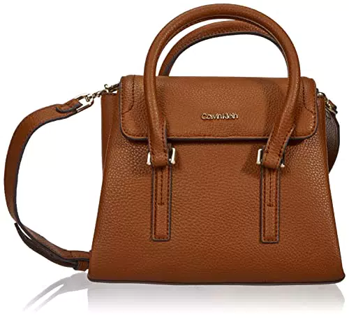 Calvin Klein CK Elevated Satchel Mini, Borsa Donna, Cognac