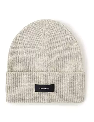 Calvin Klein Berretto Uomo Daddy Wool Rib Beanie, Grey Fog