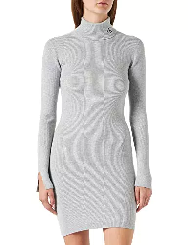 Calvin Klein Jeans CK Vestito Corto Maglione Collo Rotondo Abitiight Grey Heather