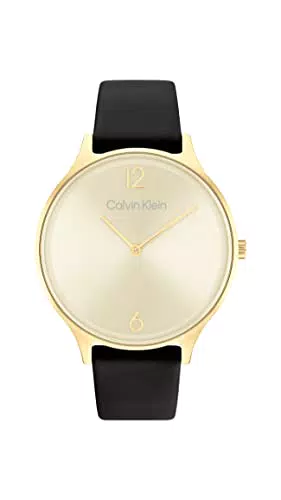 Calvin Klein Orologio Analogico al Quarzo da Donna con Cinturino in Pelle Nero - 25200008