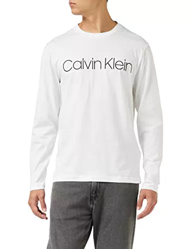 Calvin Klein T-Shirt a Maniche Lunghe con Logo in Cotone