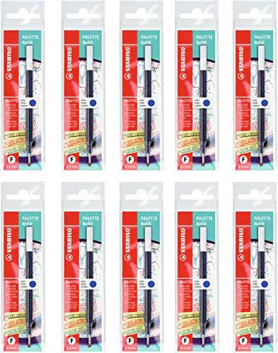 Cartuccia per Penna Roller a scatto - STABILO PALETTE refill - Tratto F - Confezione da 10 - Blu
