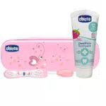 Chicco Set Dentale per Bambini con Astuccio: Contiene Un Dentifricio 12 Mesi + e Uno Spazzolino, rosa