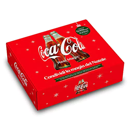 Coca-Cola Christmas Box Box Limited Edition con 2 Bottiglie di Vetro da 350 ml Coca-Cola Original Taste e Coca-Cola Zero Zuccheri