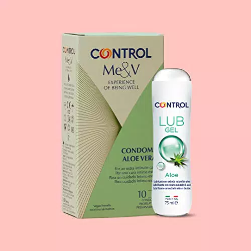 CONTROL Me&V Aloe Mix Cofanetto composto di preservativi extra lubrificati all'Aloe Vera e gel lubrificante a base d'acqua