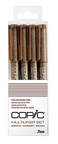 Copic - Set di 4 pennarelli Multi Liner, colore: marrone
