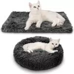 Cozywind Rotondo Cuccia per Gatti e Cani Coperta per Cane/Gatto Antiscivolo Confortevole Peluche Cuscino Lettino Divano Ciambella e Coperte per Animali Domestici da Interno 60cm