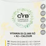 CYB Vitamina D3 + K2 + Calcio, 90 Compresse anche per vegetariani senza allergeni