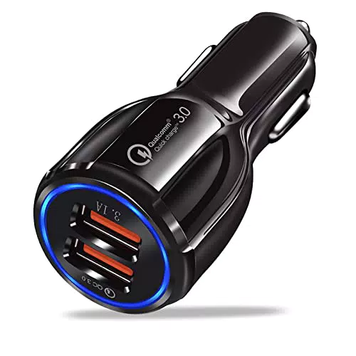 Davilis Caricatore USB da Auto 5V 6A Universale Quick Charge 3.0 Veloce Caricabatterie Alimentatore Presa USB 2 Portepina per Smartphone Tablet iOS Android