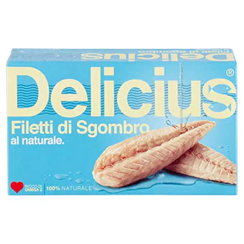 Delicius Scatola di Filetti di Sgombro al Naturale, 125g