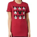 Disney Mickey Mouse Face T-Shirt, Rosso, 44 Donna