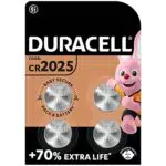 Duracell - 2025, Batteria Bottone al litio 3V, confezione da 4