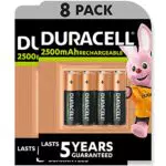 Duracell - Rechargeable AA 2500mAh Prericaricate, Batterie Stilo Ricaricabili 2500 mAh