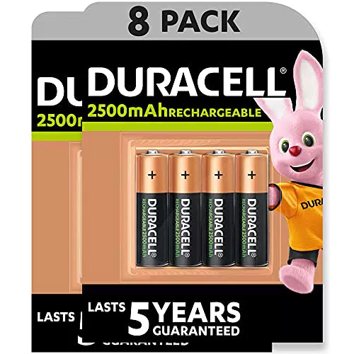 "Duracell - Rechargeable AA 2500mAh Prericaricate, Batterie Stilo Ricaricabili 2500 mAh