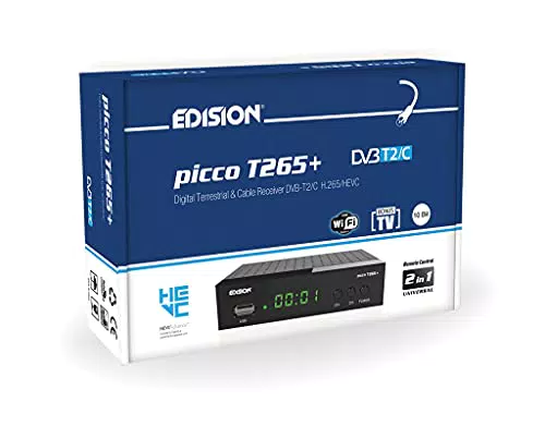 EDISION PICCO T265+ Ricevitore Digitale Terrestre Full HD DVBT2 H265 HEVC 10 Bit Bonus TV