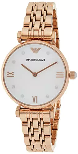 Emporio Armani Orologio da Donna in Acciaio Inossidabile Tonalità Oro Rosa a Due Lancette