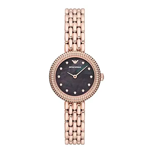 Emporio Armani Orologio Due Lancette, Acciaio Inossidabile, Dimensioni Cassa 30 mm, da Donna, Oro Rosa