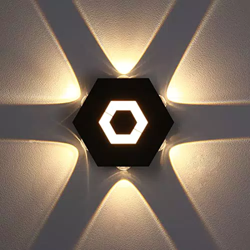 ENCOFT 12W Applique da Parete LED Interno Forma Esagonoampada da Parete Moderno Up Down Lampadaampada da Muro Luce Bianco Caldo 3000K per Soggiorno Camera da Letto