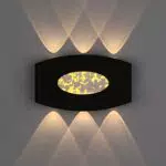ENCOFT 12W COB LED Applique da Parete Internoampada da Parete Moderno con Foglia d'Oro Up Down Lampadaampada a Muro Luce Bianco Caldo 3000K per Soggiorno Camera da Lettouce Notturna Nero M