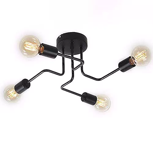 ENCOFT Vintage Lampadario Industriale Lampada a Sospensione 4 Luci Base E27 Lampada da Soffitto Soggiorno Camera da Letto