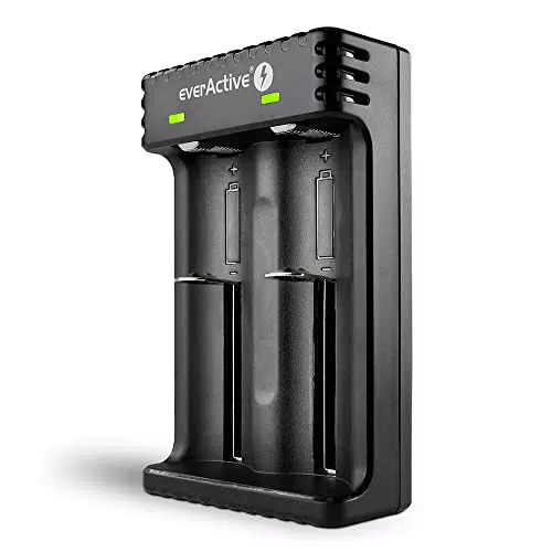 everActive Caricatore per 2 batterie agli ioni di litio come 18650