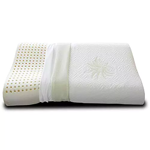 Evergreenweb - Cuscino 100% Lattice Doppia Onda per cervicale Tessuto Aloe Vera e Cotone Doppia Fodera Sfoderabile e Lavabile in Lavatrice