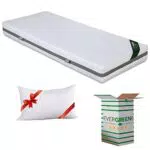 EVERGREENWEB - Materasso Singolo 80x190 Alto 20 cm con Cuscino in Memory Foam Incluso Lastra in Water Foam Ortopedico Rivestimento SFODERABILE e Lavabile Effetto Massaggiante per Reti e Letti Singoli