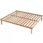 Evergreenweb - Rete Matrimoniale Fissa 140x190 alta 35 cm a Doghe in Legno Naturale ORTOPEDICA Base Letto o Materasso Struttura Rinforzata Traverso Centrale 5 Gambe Smontabili Base da Incasso