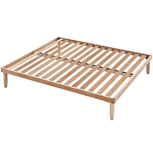 Evergreenweb - Rete Matrimoniale Fissa 140x190 alta 35 cm a Doghe in Legno Naturale ORTOPEDICA Base Letto o Materasso Struttura Rinforzata Traverso Centrale 5 Gambe Smontabili Base da Incasso