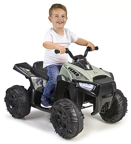 FEBER - Quad Boxer 12V, un posto, elettrico, con ruote larghe per maggiore stabilità e velocità massima 5 km/h