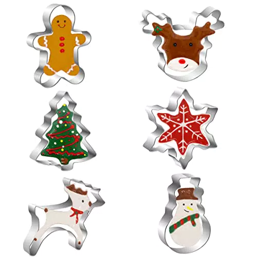 Formine per Biscotti di Natale - 6 Pezzi Stampi Biscotti Natale in Acciaio Inox