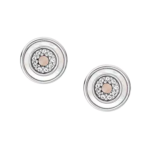 Fossil, Orecchini a Perno Evil Eye da Donna Color Argento con Madreperla Jfs00551040