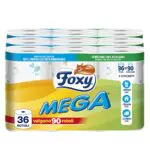 Foxy Mega, Carta igienica 36 rotoli| 480 strappi per rotolo| Decorata