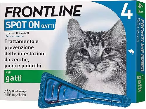 FRONTLINE Spot On, 4 Pipette, Gatto, Antiparassitario per Gatti e Gattini di Lunga Durata