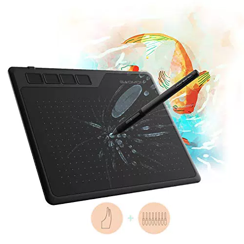 GAOMON S620 Tavoletta Grafica con Penna, 4 Pulsanti Espressi e Stilo AP32 per l'Home Office e l'E-Learning