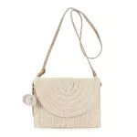 genenic Pochette da donna, Borsa Mare, borsa di paglia intrecciata a mano retrò