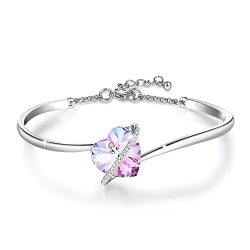 GEORGE · SMITH Love Story Bracciale da donna con braccialetti in argento e cristallo viola per donna - Regalo di Natale per anniversario di compleanno per moglie donna
