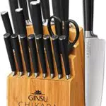 Ginsu Gourmet Chikaraet di Coltelli Giapponesi in Acciaio Inossidabile con Blocco Portacoltelli Finitura Bamboo