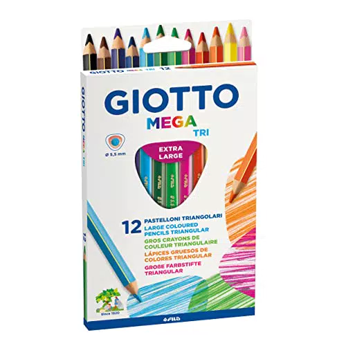 Giotto 220600 Gio Mega-Tri Astuccio 12 Maxi Pastelloni Coloratiulticolore